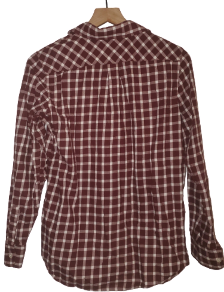 Banana Republic Wmns Flannel Plaid Shirt Maroon M - Picture 3 of 4